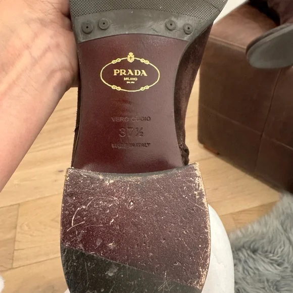 PRADA Brown Suede Knee-High Boots - Picture 8 of 8